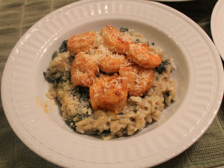 Kale Risotto with Paprika Shrimp