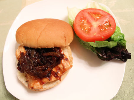 Teriyaki Chicken Burger with Caramelized Onions