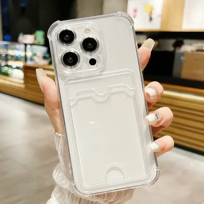 Thumbnail: Transparent Card Holder Bag Case For iPhone 17 16 15 14 Plus 13 12 11 Pro Max Sl