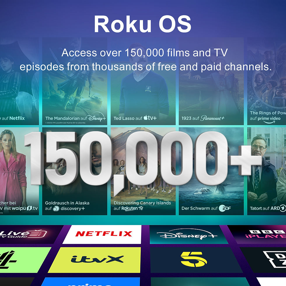 Thumbnail: KOORUI 32" HD Ready Smart TV Roku OS 720P LED DLED 3x HDMI DVB-T2/C Dolby Audio 