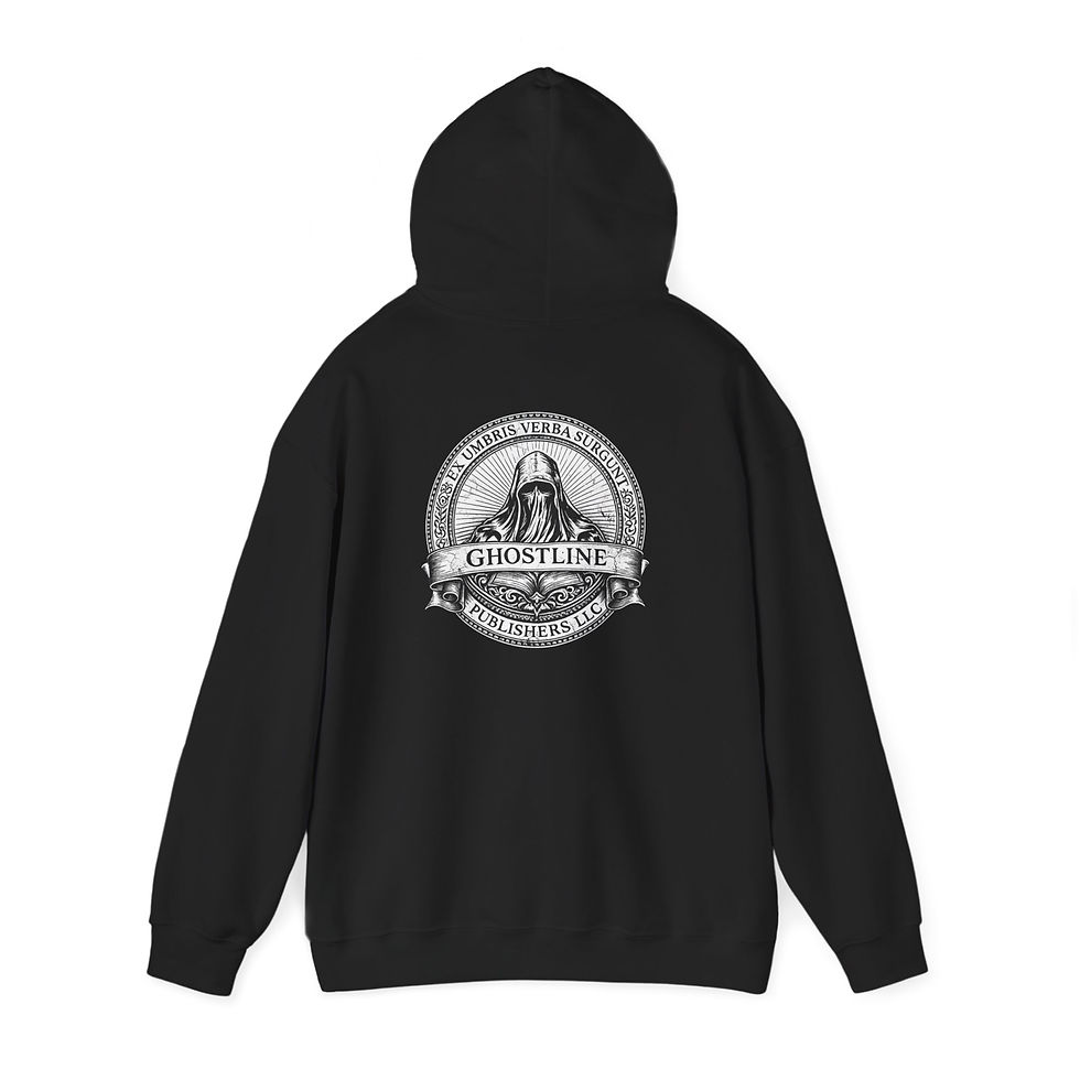 Thumbnail: Ghostline Publishers Hoodie - "Words Arise From The Shadows" Logo Sweatshirt