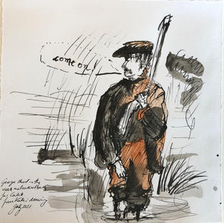 G. Ink and wash sketch