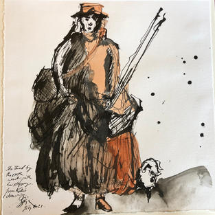 C. Ink and wash sketch
