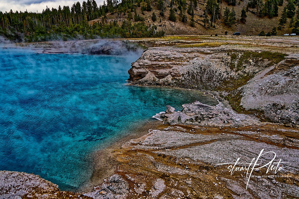 At the Prismatic Springs steam is always on the rise from the natural volcanic heat.