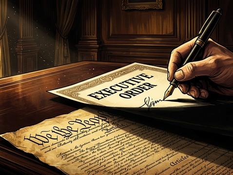 a photo of an executive order being signed.