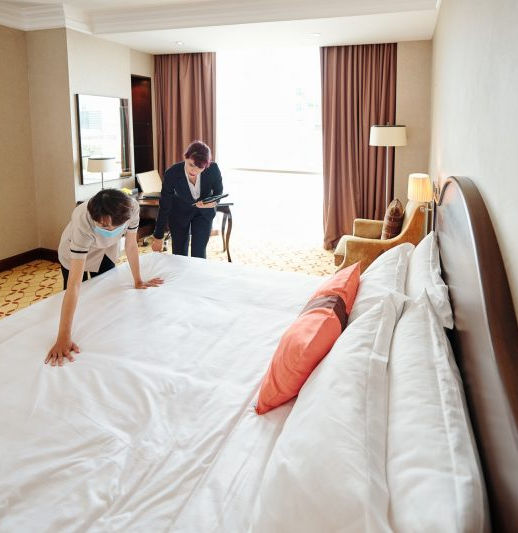 Hotel bedroom.