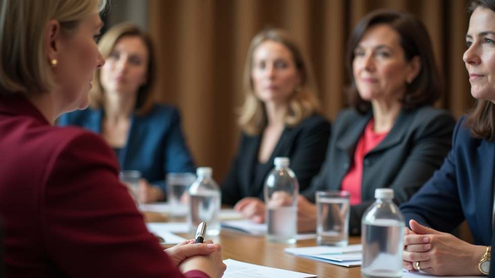 Eye-level view of a political meeting with women leaders
