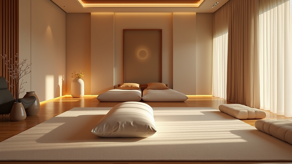High angle view of a serene room designed for Reiki sessions