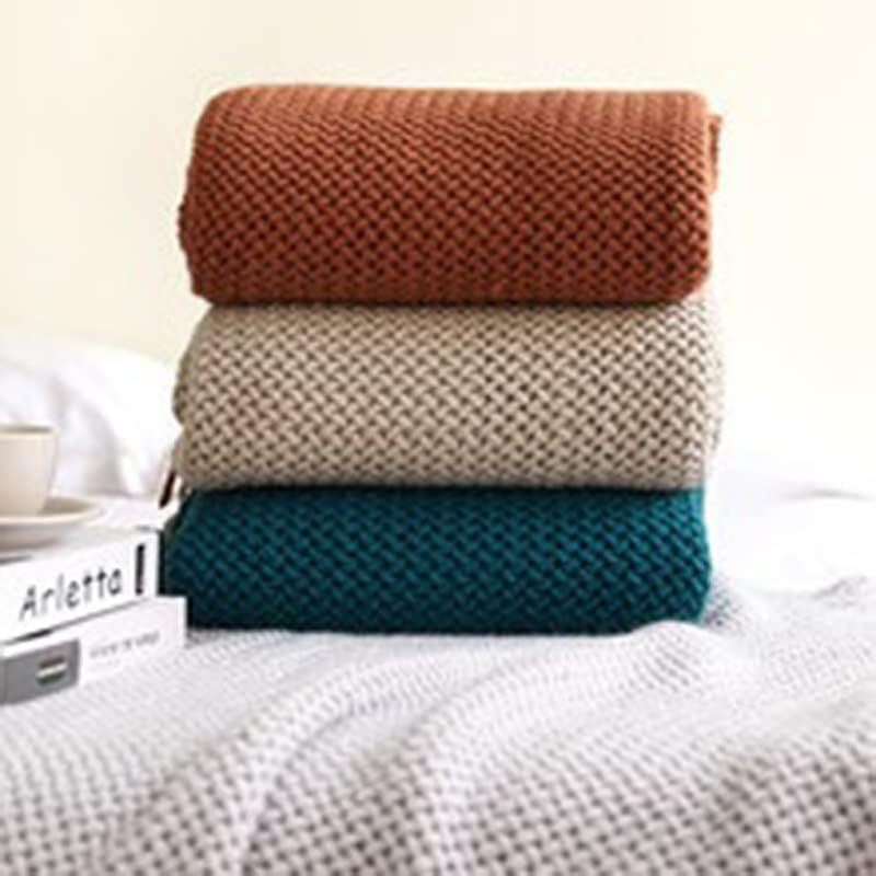 Thumbnail: Plaid Lace Fringed Knitting Wool Throw Blanket