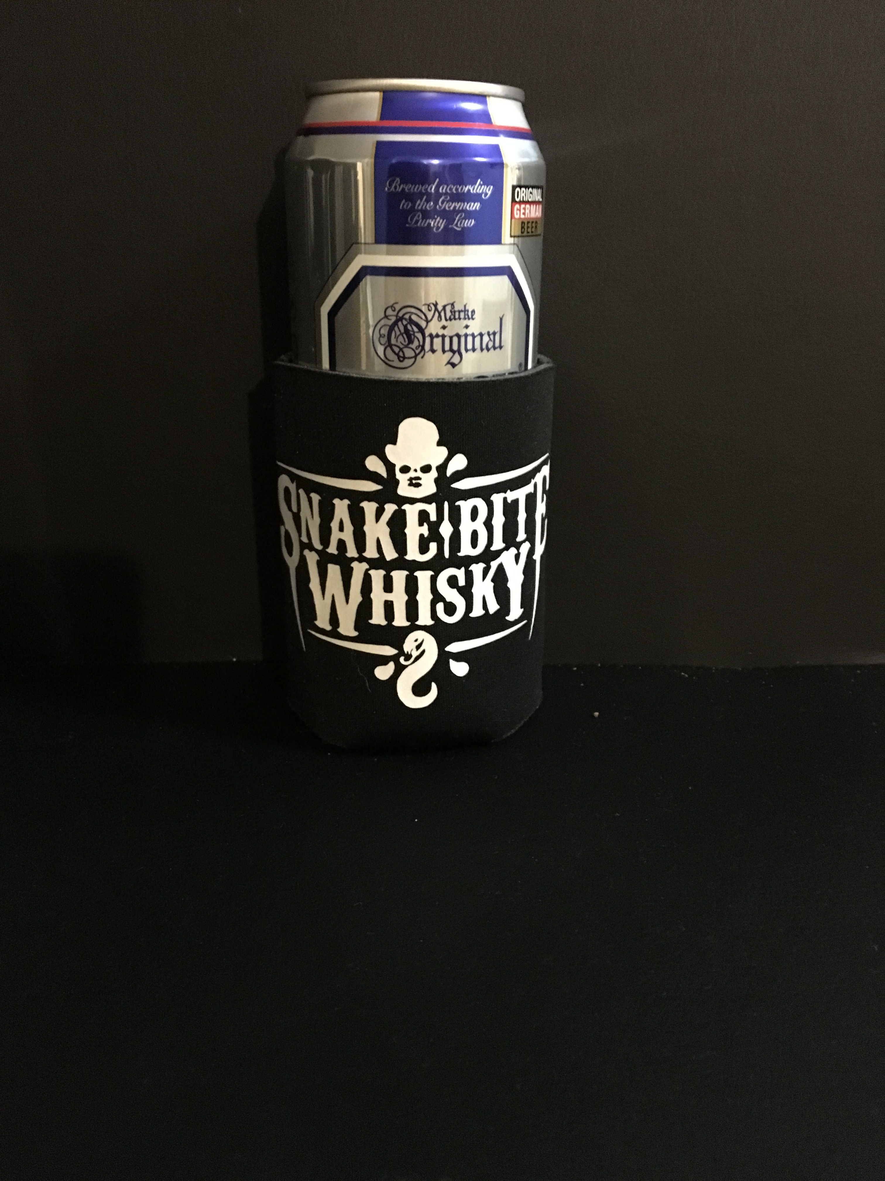 Snake Bite Whisky stubby holder/koozy.
