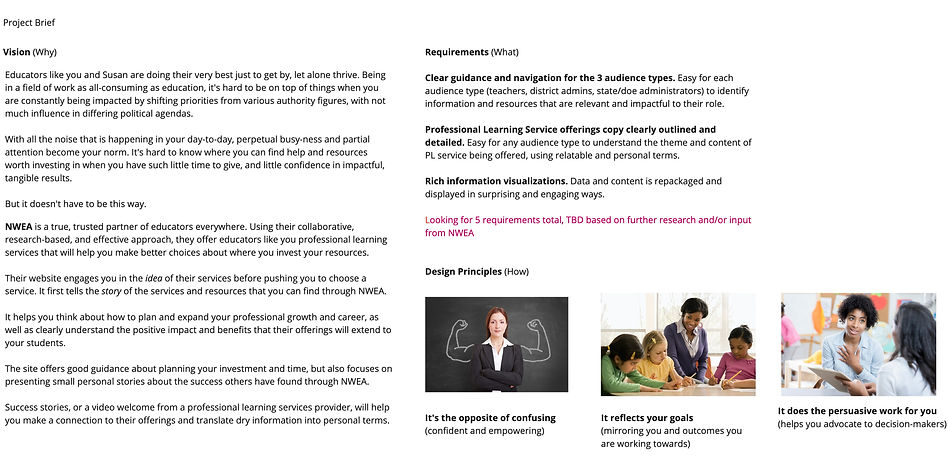 Screenshot of a Project Brief