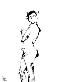 Profile 1, 2017, Ink on Paper, Monoprint by Artist Tomilola Olumide