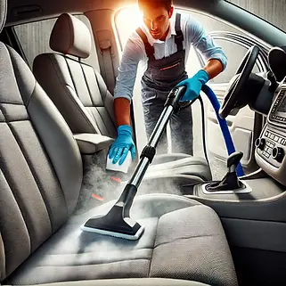 DALL·E 2025-03-16 12.30.35 - A professional car seat cleaning service using a steam cleane