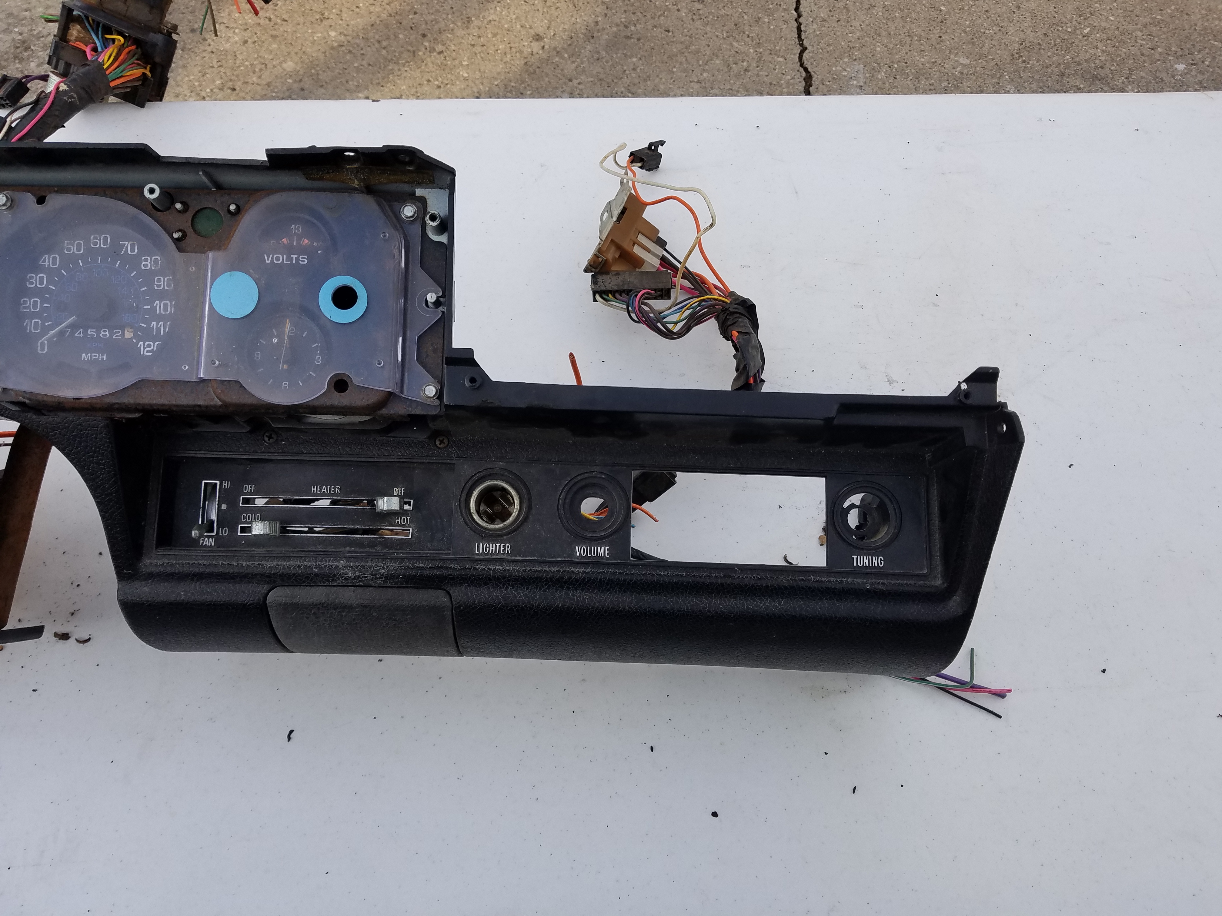 76' dash face and radio hole