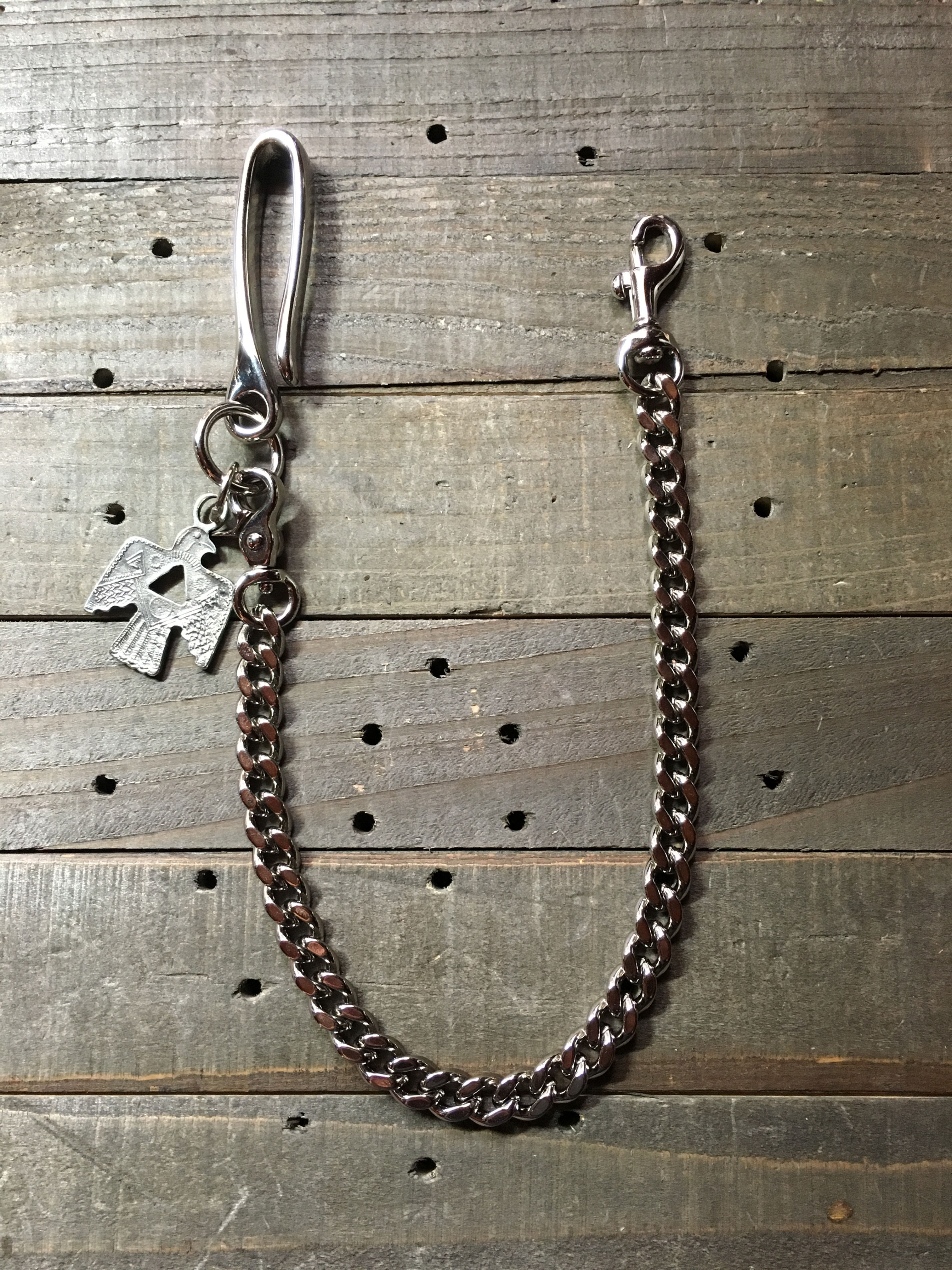 Silver Belt Hook and Chain w/ Thunderbird Charm