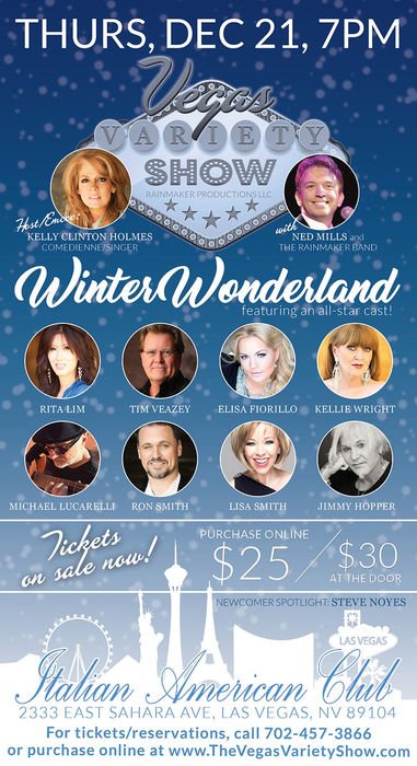 Winter Wonderland Variety Show Flyer for RainMaker Productions Show on Vegas Beyond the Strip Website