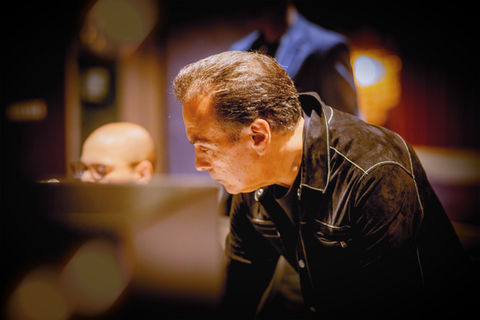 Jerry Lopez working in the recording studio in Las Vegas, producing tracks for The Musik Dudes