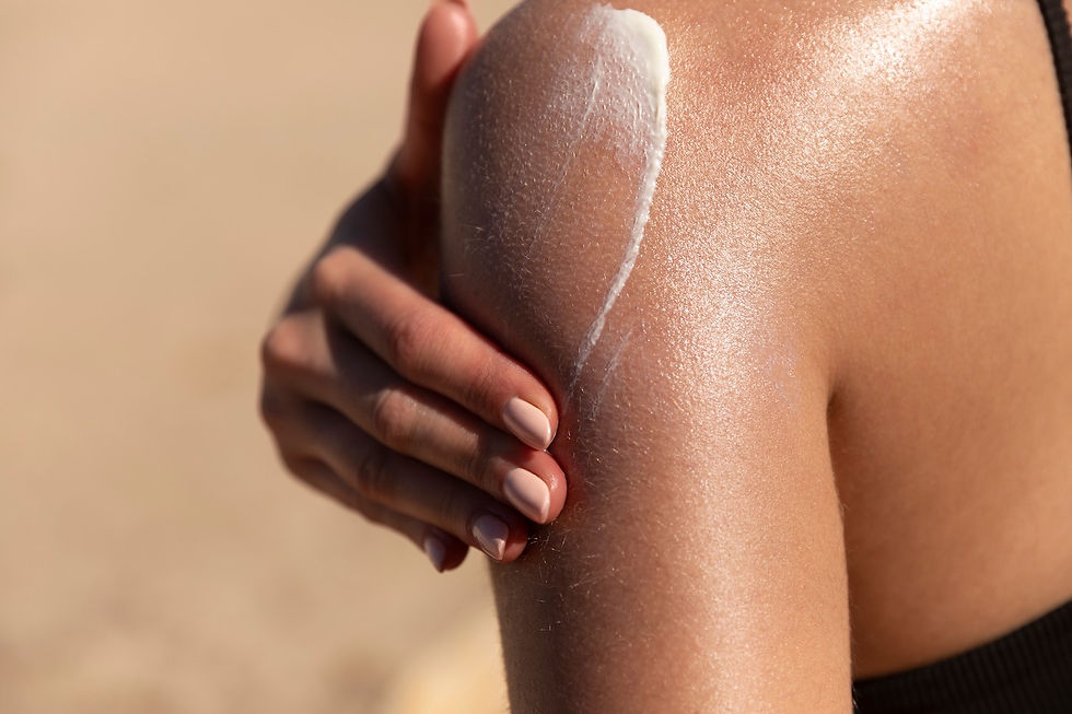 Woman applying sunscreen to protect her skin during a Las Vegas summer