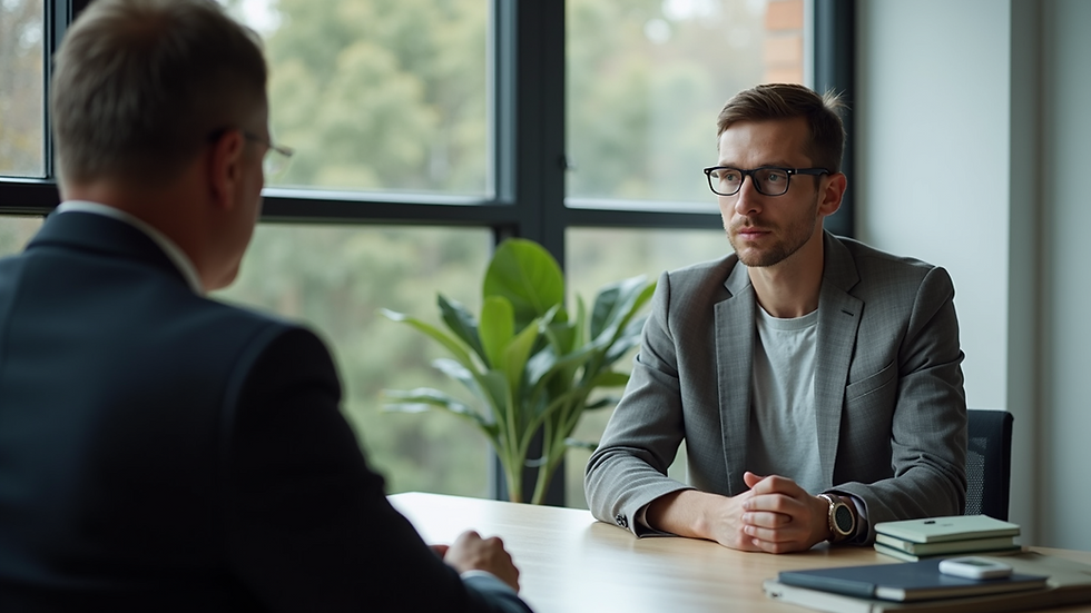 Eye-level view of a psychologist engaging with a client during a session