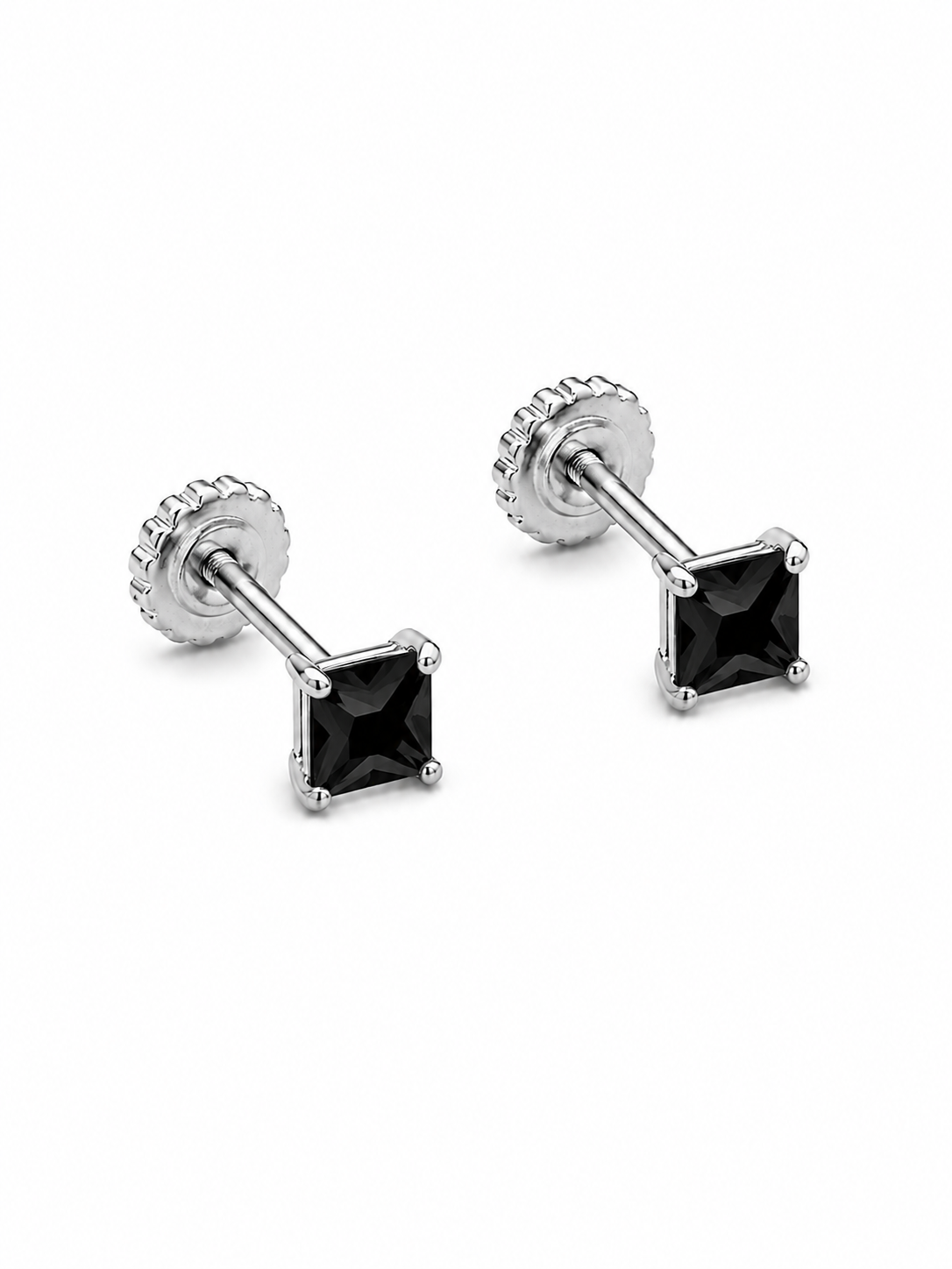 Black Stone Stud Earrings in 925 Sterling Silver