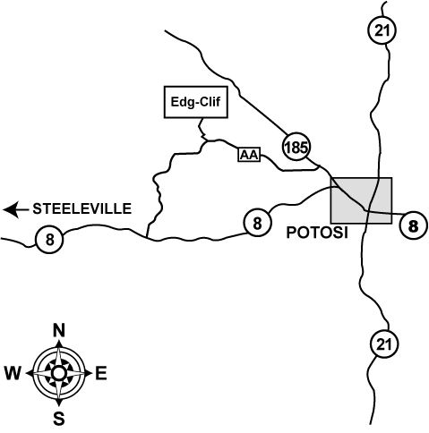 Map to Edg-Clif Vineyard, Winery and Brewery