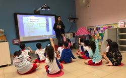 Asking the children about 3-D shapes