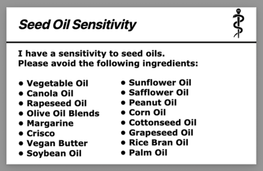 Seed Oil Sensitivity