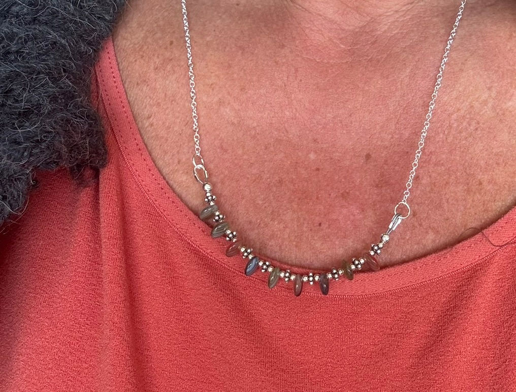 Pretty Silver Necklace with colorful czech glass & bali silver accents