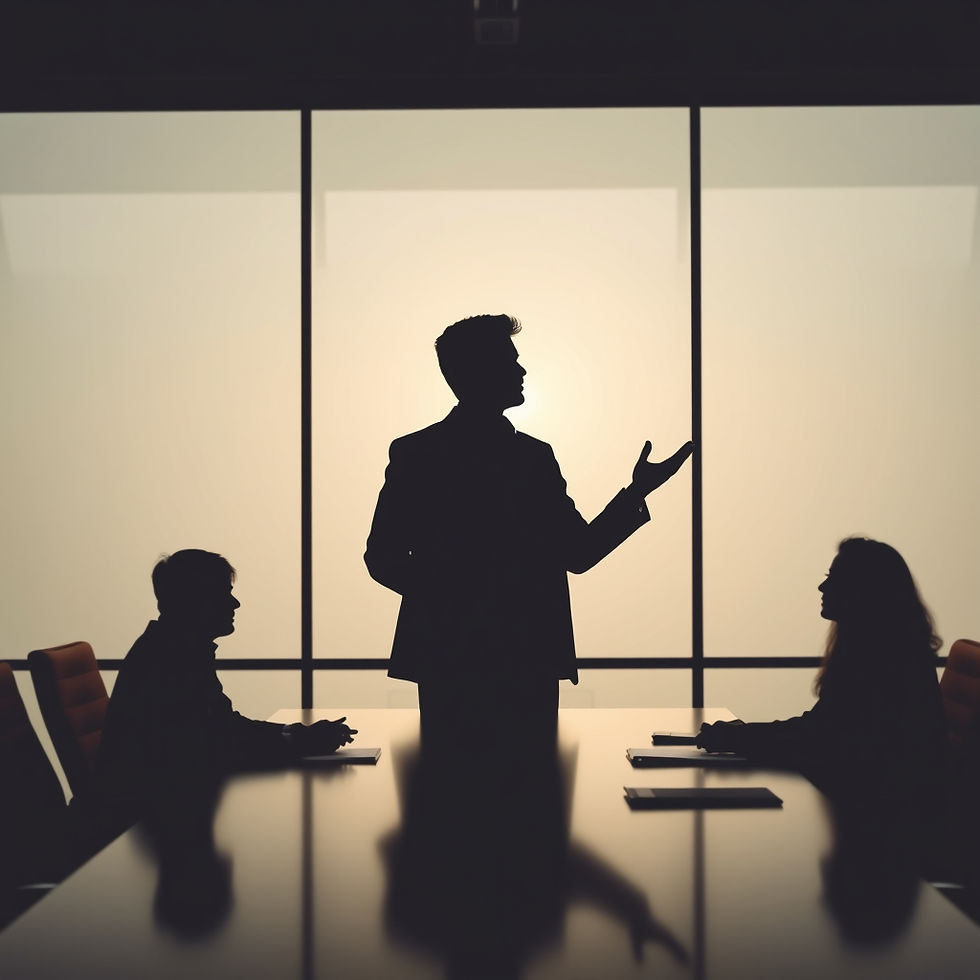 Silhouette of a confident young indian IT professional presenting in front of USA clie