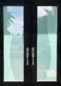 A Sinuous Entrance Door Design decorative glass entry doors