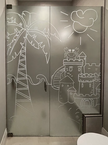 Kids shower glass design