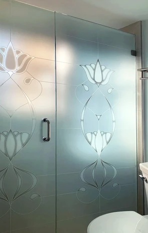 Art Nouveau Design shower glass design