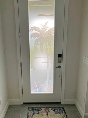 palm tree decorative main door glass design for home