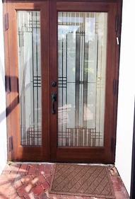 Decorative Glass Door Sidelights Tribute to Frank Lloyd Wright
