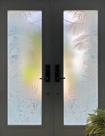 tropical forest decorative glass entry doors