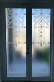 White Tribute decorative glass entry doors