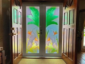 Colored Frost Heron Decorative Front Doors Design