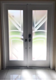 A Balance of White Frost and Clear Frost for decorative front doors with glass