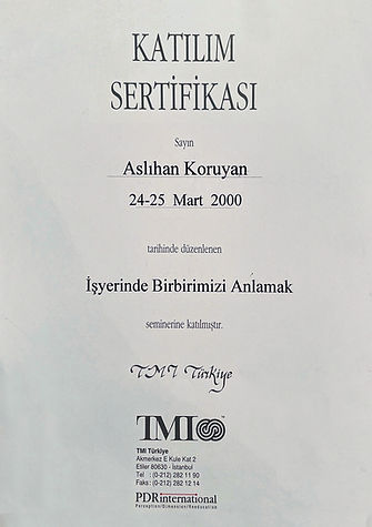 ASLIHAN KORUYAN SABANCI TMI CERTIFICATION