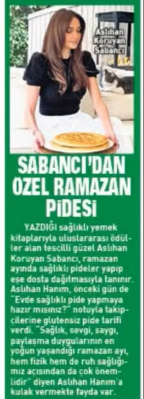 Aslihan Koruyan Sabanci Ramazan Pidesi Sabah Gazetesi