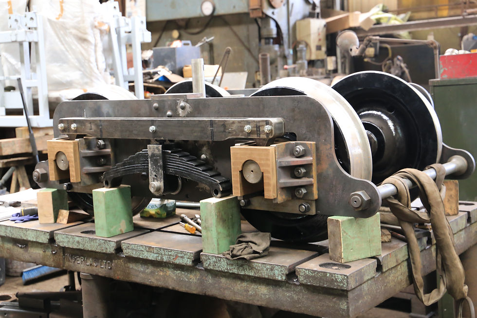 Work progresses on the trailing bogie