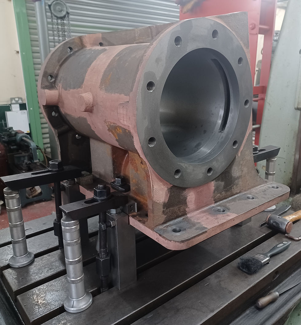 The front end finished, set up ready for drilling and tapping the oil and drain cock holes