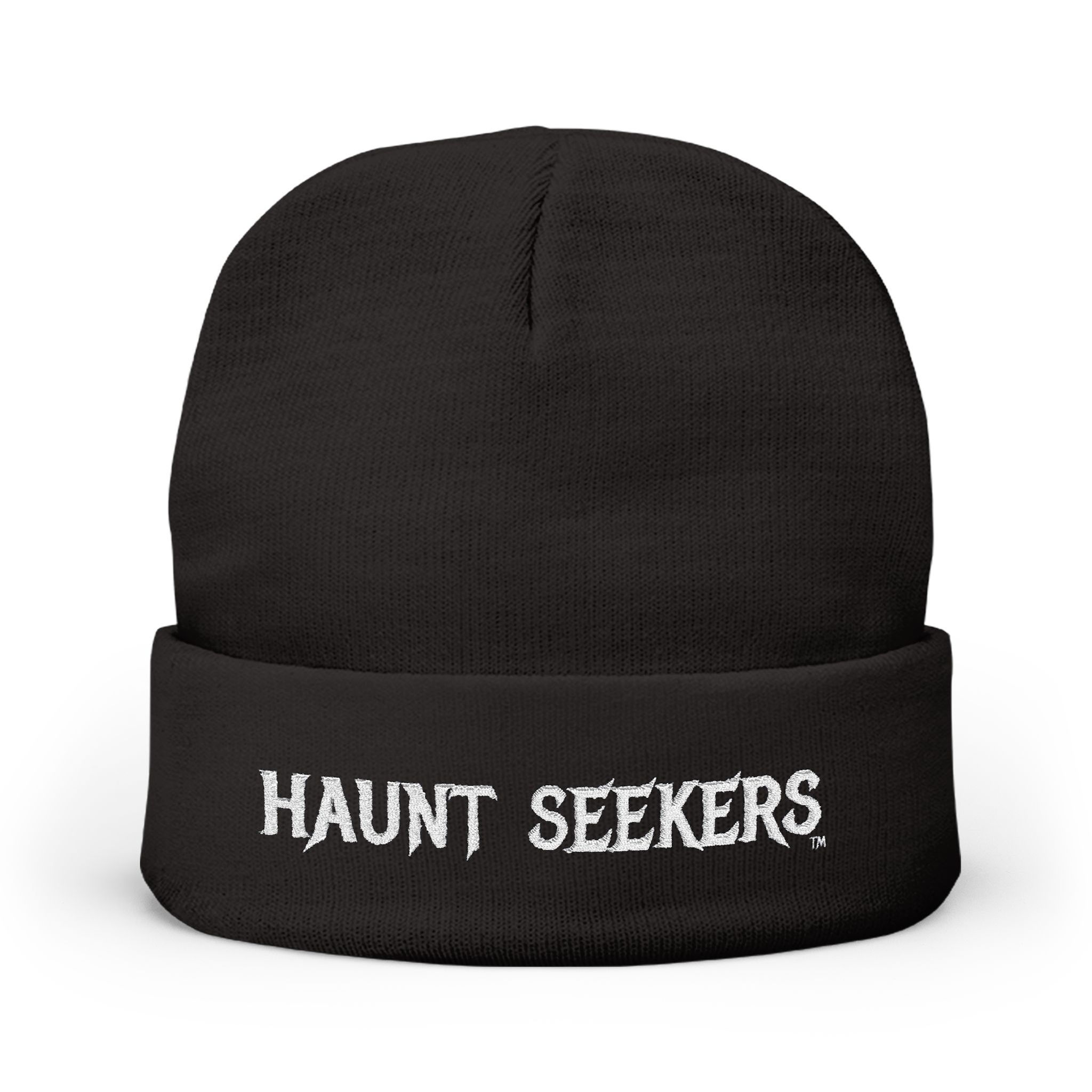Embroidered Knit Beanie - Haunt Seekers, Cozy Fall Hat