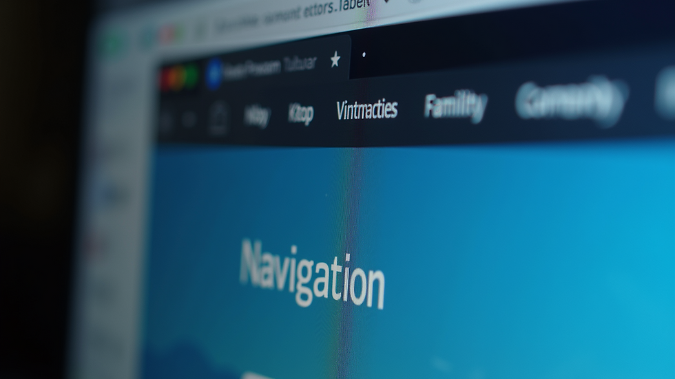 Close-up view of a website navigation menu with clear labels