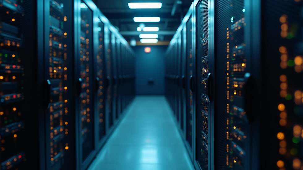 Close-up view of a server rack in a data center