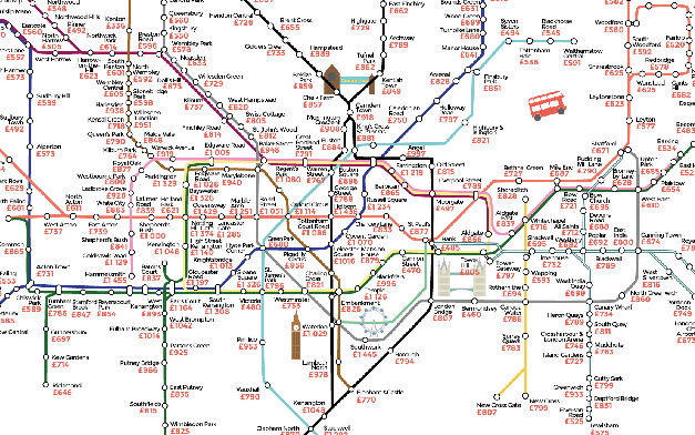 Carte loyers Londres