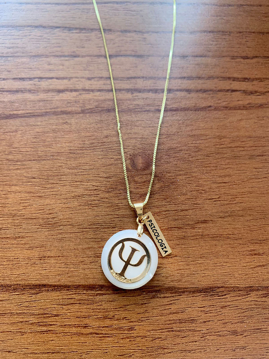 Miniatura: COLAR COM PINGENTE ACRÍLICO MADREPEROLA PSICOLOGIA