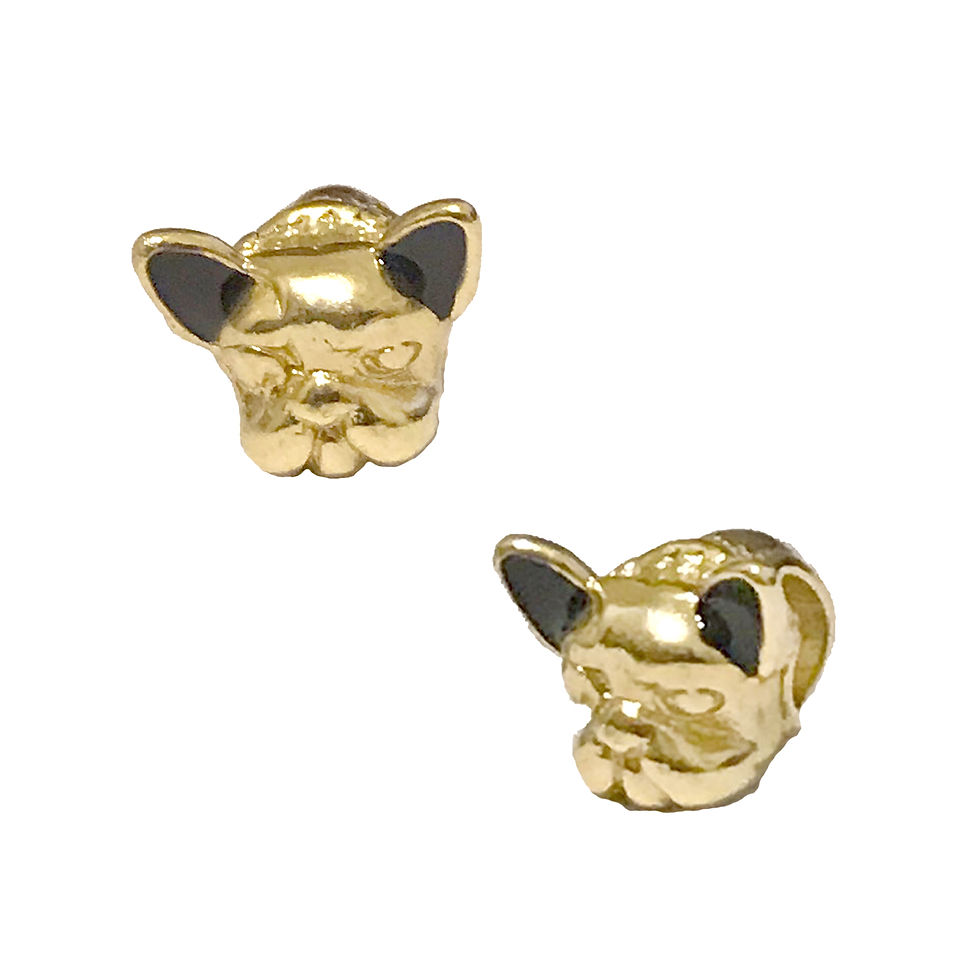 BERLOQUE BULDOGUE FRANCÊS CABEÇA COM RESINA - OURO