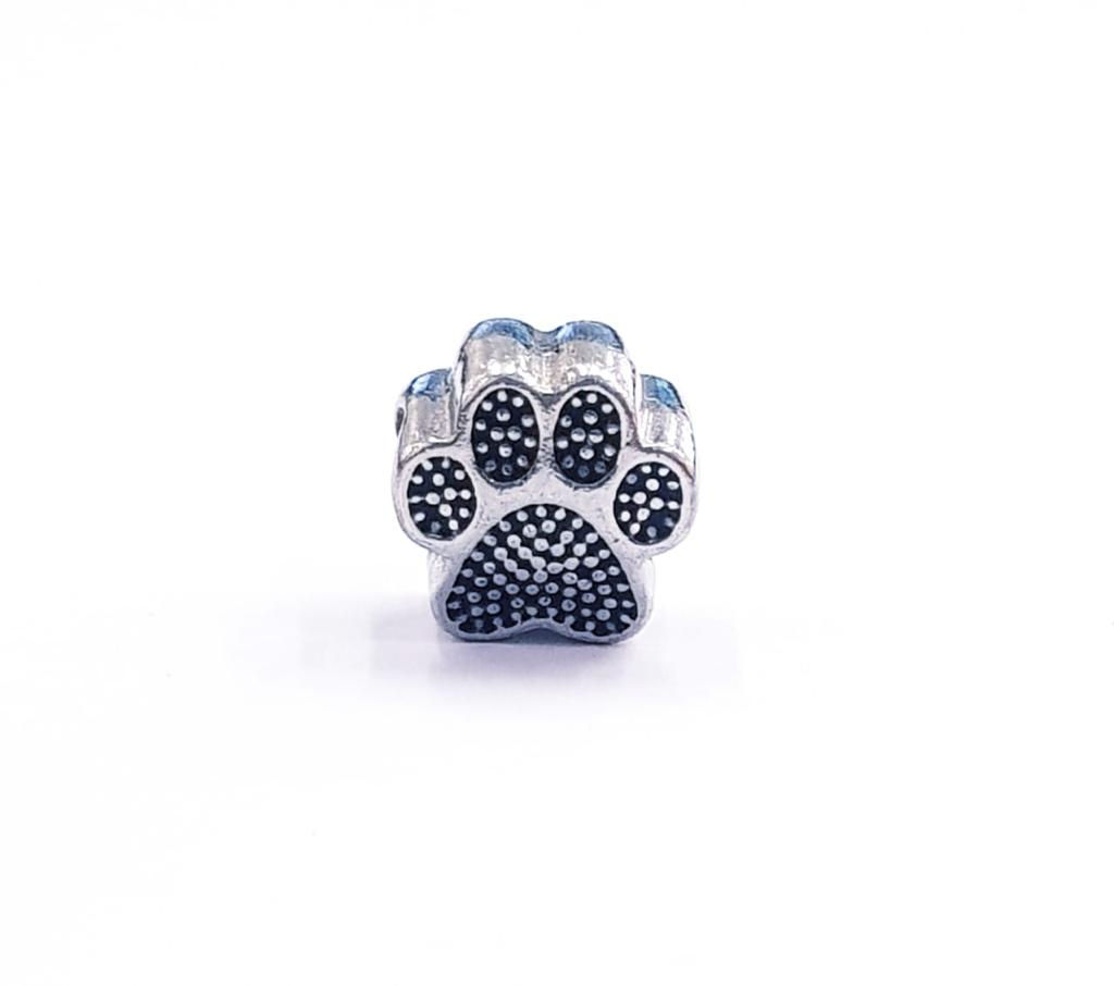 BERLOQUE PATA DE PASSAR COM PONTOS DE RESINA PRETA - RÓDIO BRANCO