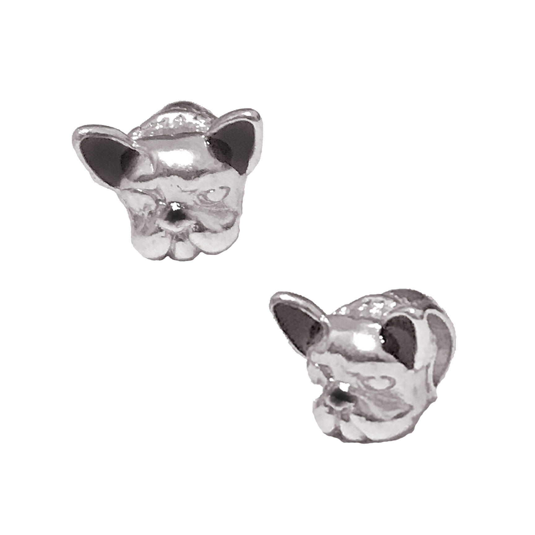 BERLOQUE BULDOGUE FRANCÊS CABEÇA COM RESINA - RÓDIO BRANCO